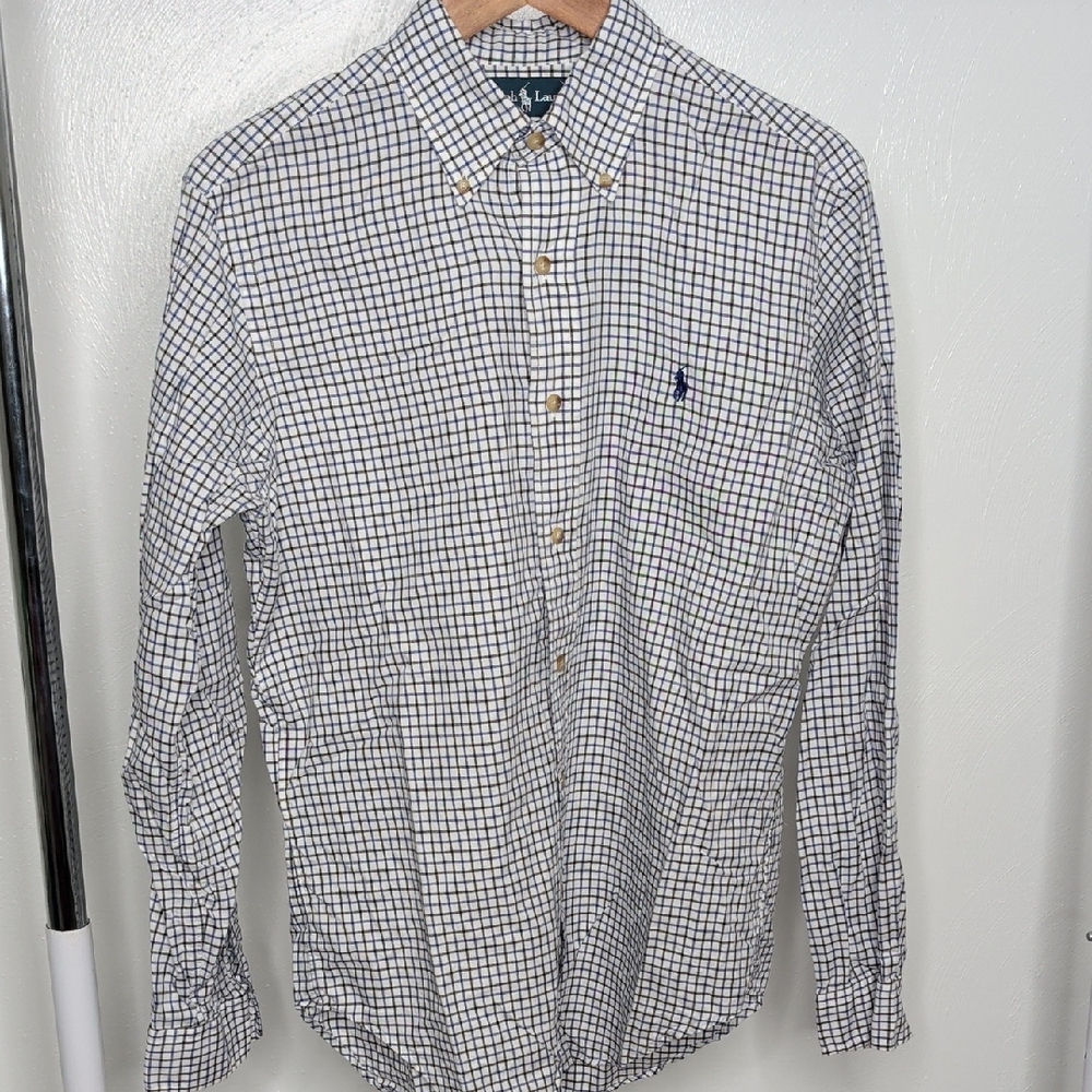 Polo by Ralph Lauren Men's Plaid Shirt - White and Navy